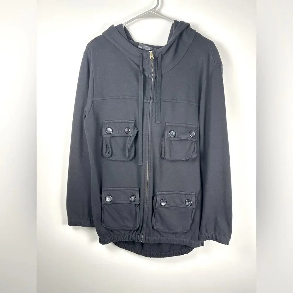 Patterson J. Kincaid Utility Pocket Black Full-zip Hoodie Size Medium